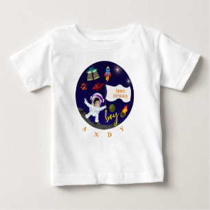 Camiseta De Bebé Tema del espacio Personalizado de cumpleaños