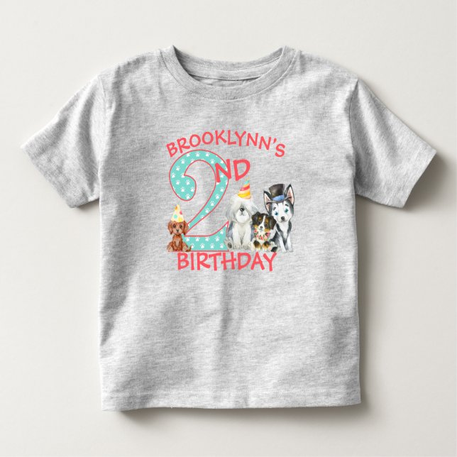 Camiseta De Bebé Tema del perro cachorro segundo cumpleaños (Anverso)