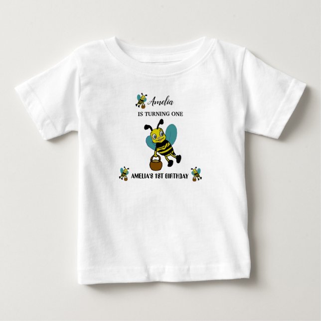 Camiseta De Bebé Tema personalizado de la abeja Primer fiesta de cu (Anverso)