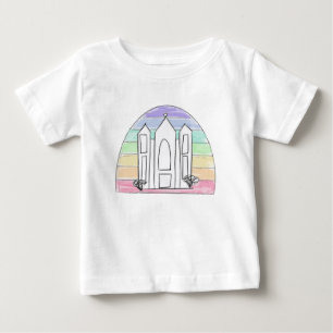 Camiseta De Bebé Templo de Salt Lake City LDS puesta de sol arcoíri