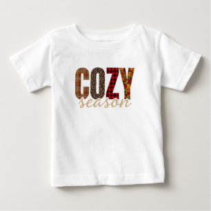 Camiseta De Bebé Temporada Acogedora Cuadro Leopardo Otoño Vibracio