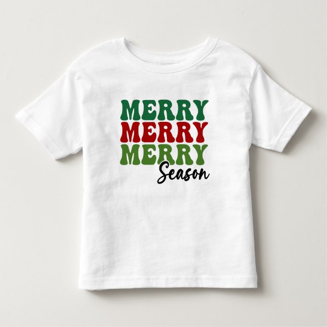 Camiseta De Bebé Temporada de merry Merry - Arte de vacaciones retr (Anverso)