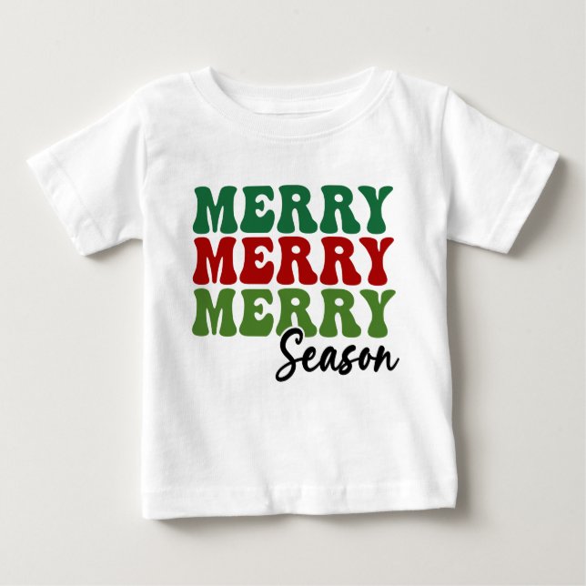Camiseta De Bebé Temporada de merry Merry - Arte de vacaciones retr (Anverso)
