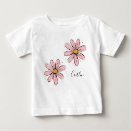 Camiseta De Bebé Tendencia del arte inky rosa de Daisy Rubor