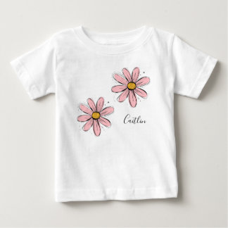 Camiseta De Bebé Tendencia del arte inky rosa de Daisy Rubor