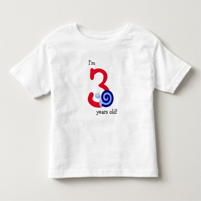 Camiseta De Bebé "¡Tengo 3 años!" + Feliz caracol azul (Anverso)