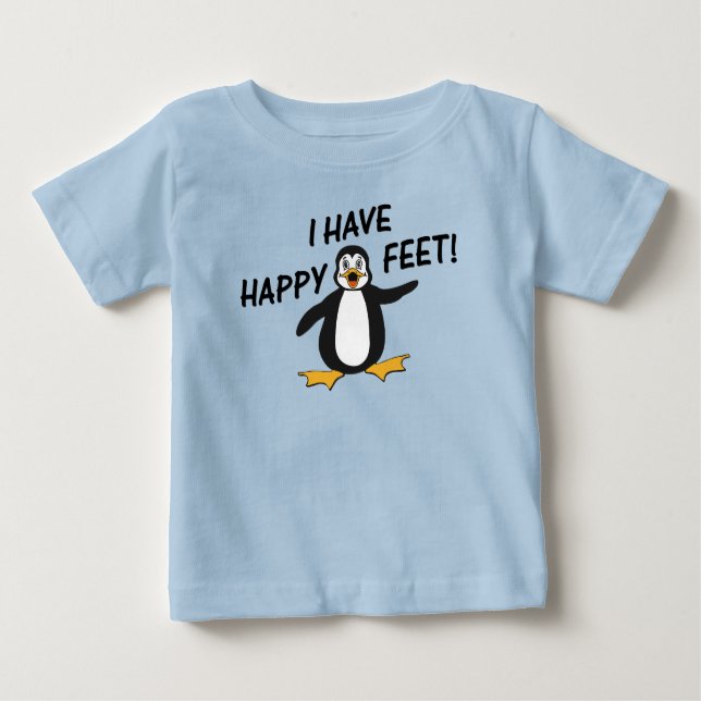 Camiseta De Bebé Tengo pingüino lindo de los pies felices (Anverso)