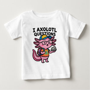 Camiseta De Bebé Tengo preguntas de ajolote escolar sostiene roca c