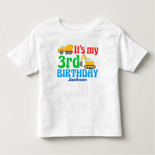 Camiseta De Bebé Tercer cumpleaños Fiesta de vehículos de construcc