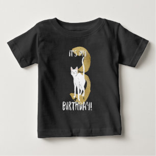 Camiseta De Bebé Tercer cumpleaños lindo gato con niños de tipograf