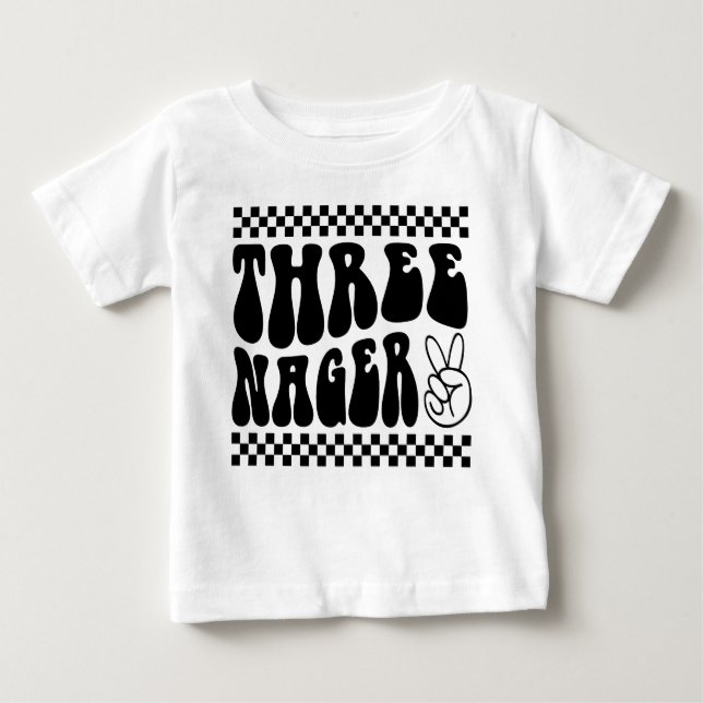 Camiseta De Bebé Tercer cumpleaños Threenager Retro 3 niños (Anverso)
