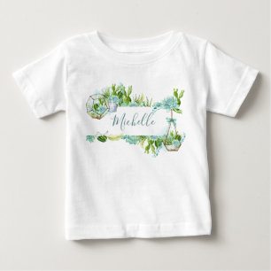 Camiseta De Bebé Terrario de cristal con suculentas para Baby Showe