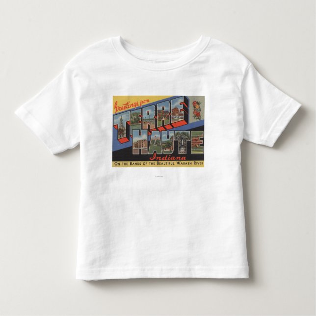 Camiseta De Bebé Terre Haute, Indiana - escenas grandes de la letra (Anverso)