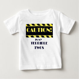 Camiseta De Bebé Terrible Dos Cinta De Precaución Graciosa Amarilla