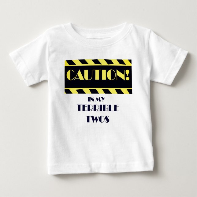 Camiseta De Bebé Terrible Dos Cinta De Precaución Graciosa Amarilla (Anverso)