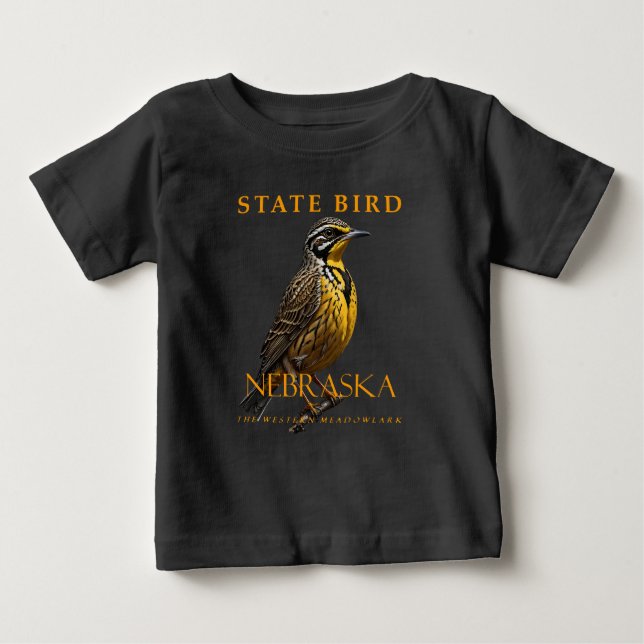 Camiseta De Bebé Territorio Nebraska Pájaro El Meadowlark Occidenta (Anverso)