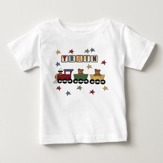 Camiseta De Bebé Tesis de Teddy Bear Train y Regalos (Anverso)