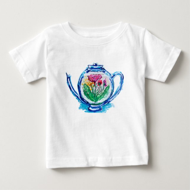 Camiseta De Bebé Tetera de flores (Anverso)