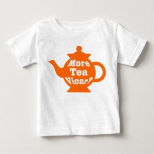 Camiseta De Bebé Tetera - ¿Más té Vicar? - Naranja y blanco