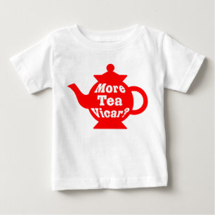 Camiseta De Bebé Tetera - ¿Más té Vicar? - Rojo y blanco