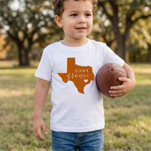 Camiseta De Bebé Texas Criado en Casa Naranja Quemado y Blanco