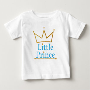 Camiseta De Bebé Texto azul de Principito y corona de oro