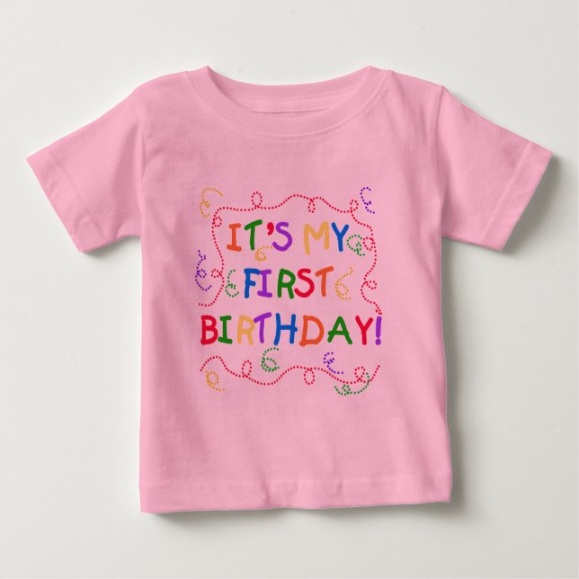 Camiseta De Bebé Texto colorido es mi primer cumpleaños (Anverso)