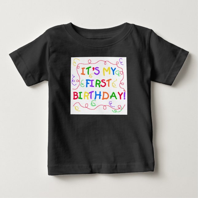 Camiseta De Bebé Texto colorido es mi primer cumpleaños (Anverso)