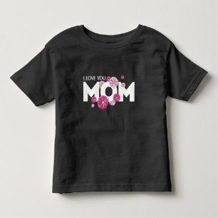 Camiseta De Bebé Texto de diseño lindo te amo a mamá con flores