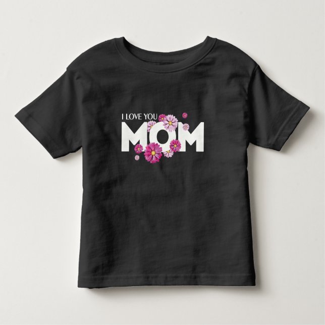 Camiseta De Bebé Texto de diseño lindo te amo a mamá con flores (Anverso)