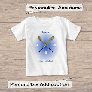 Camiseta De Bebé Texto de la futura estrella del béisbol personaliz