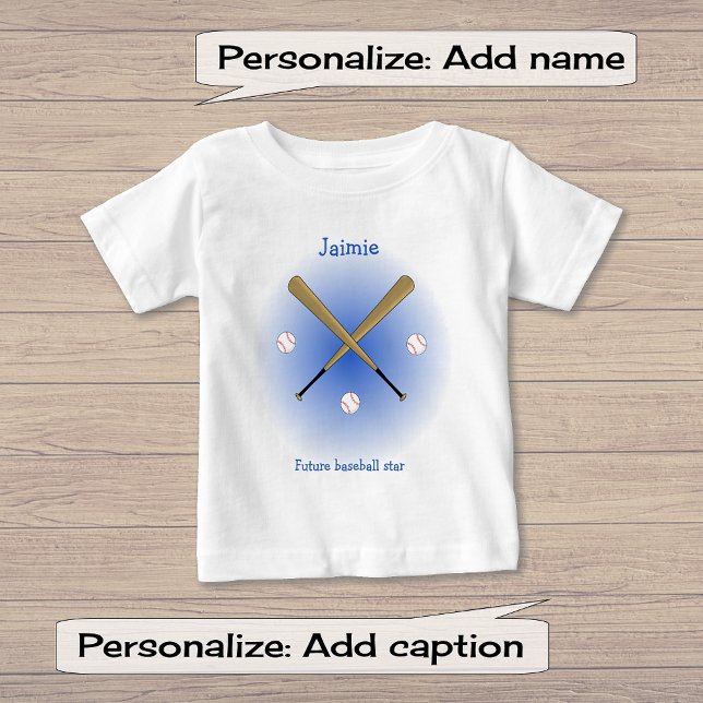 Camiseta De Bebé Texto de la futura estrella del béisbol personaliz (Subido por el creador)