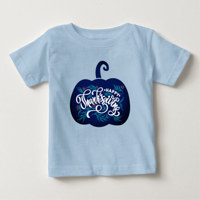 Camiseta De Bebé texto de moda sobre calabaza para Acción de Gracia (Anverso)