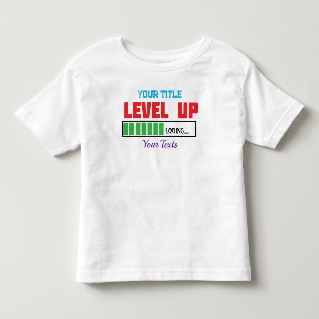 Camiseta De Bebé texto de subir de nivel con progreso de carga verd (Anverso)