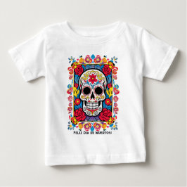 Camiseta De Bebé Texto personalizado Día de Muertos Calavera de azú