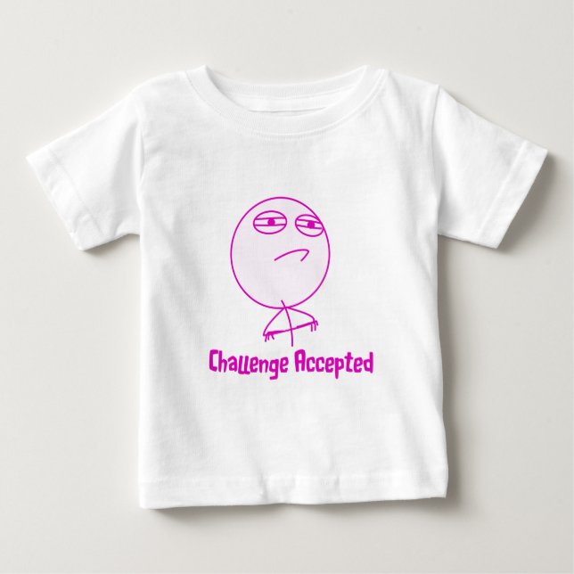 Camiseta De Bebé Texto rosado y blanco aceptado desafío (Anverso)