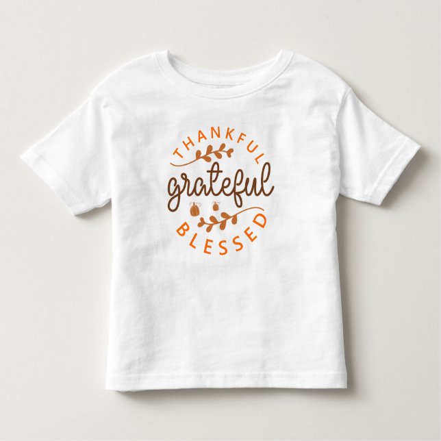 Camiseta De Bebé Thankful Grateful Blessed Thanksgiving Pumpkin (Anverso)