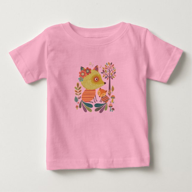 Camiseta De Bebé The Fox and the Flowers T-Shirt (Anverso)