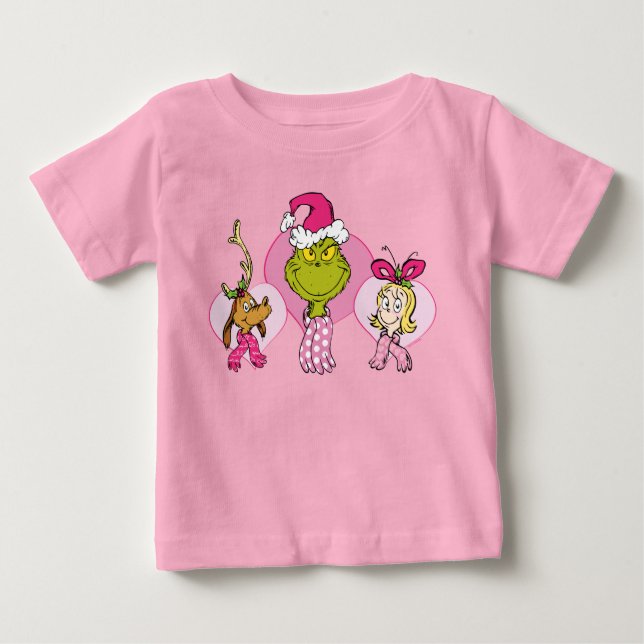 Camiseta De Bebé The Grinch Crew in Pink Valentine's Portrait (Anverso)
