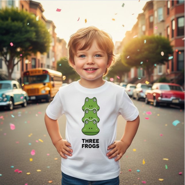 Camiseta De Bebé Three Frogs Stack Funny Toddler T-Shirt (Subido por el creador)