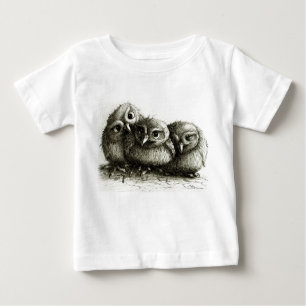 Camiseta De Bebé Three Funny Little Cuddling Owls