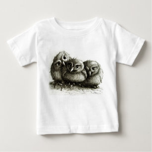 Camiseta De Bebé Three Funny Little Cuddling Owls