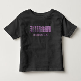 Camiseta De Bebé Threenager Letra Retro Nombre Lila