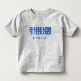 Camiseta De Bebé Threenager Letra Retro Nombre Texto Azul