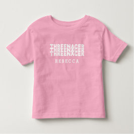 Camiseta De Bebé Threenager Letra Retro Nombre Texto Blanco