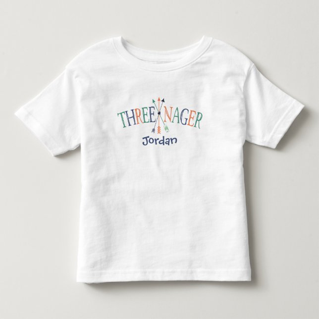 Camiseta De Bebé "Threenager" Personalizada de 3 años (Anverso)