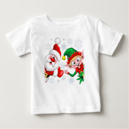 Camiseta De Bebé Thumbup de caracteres de Navidades de Santa y Elf