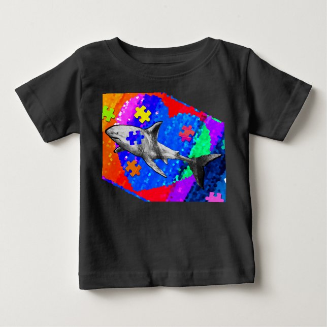 Camiseta De Bebé Tiburón autismo (Anverso)
