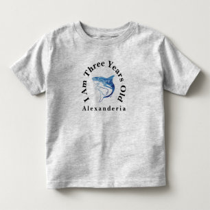 Camiseta De Bebé Tiburón azul Cumpleaños agregar nombre, Tengo 3 a