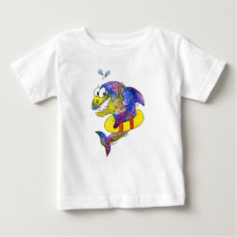 Camiseta De Bebé Tiburón colorido y caprichoso en el suelo